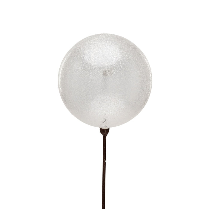 120 mm Plastic Ball On 18" Pick - Clear Iridescent Frost