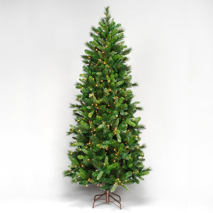 7 1/2 Ft Vinyl Pre-Lit Deluxe Evergreen Slim Tree