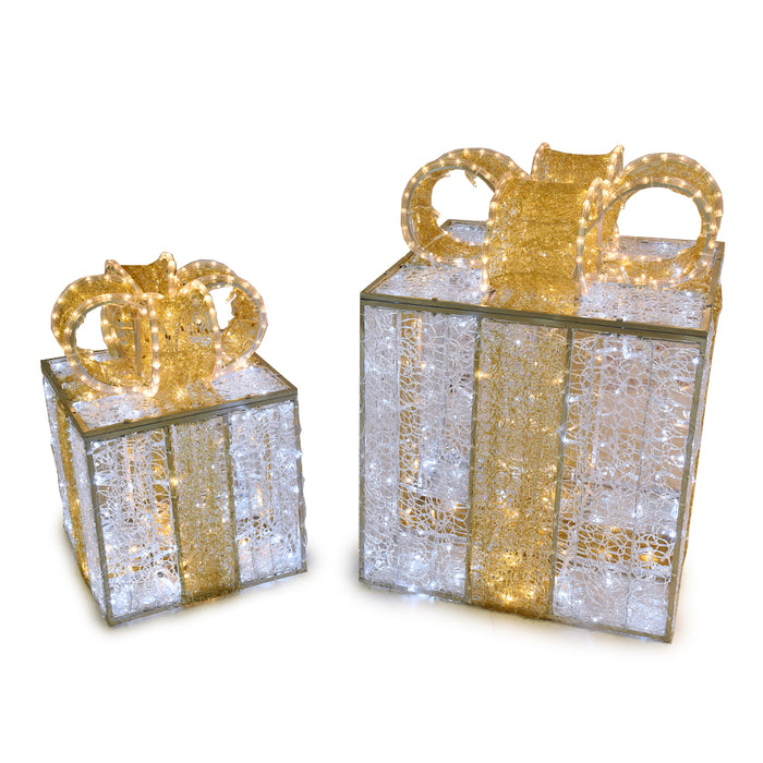 1.9/2.62' Gift Box With Gold Strip - White/Gold