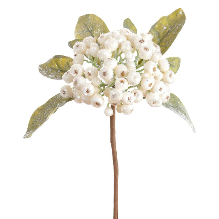 11" Shimmer Berry Cluster - Cream/Silver