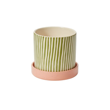 7.75 in Melancia Pot w/Saucer - Green