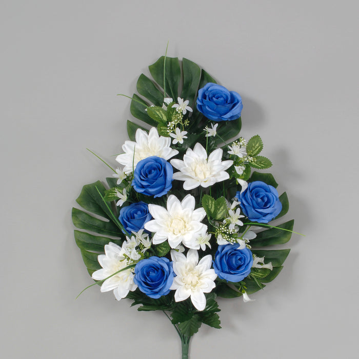 Rose/Dahlia Half Bush - Blue/White
