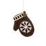 6 5/8 in Felt/Styro Gingerbread Mitten Ornament w/Hanger - Dark Brown