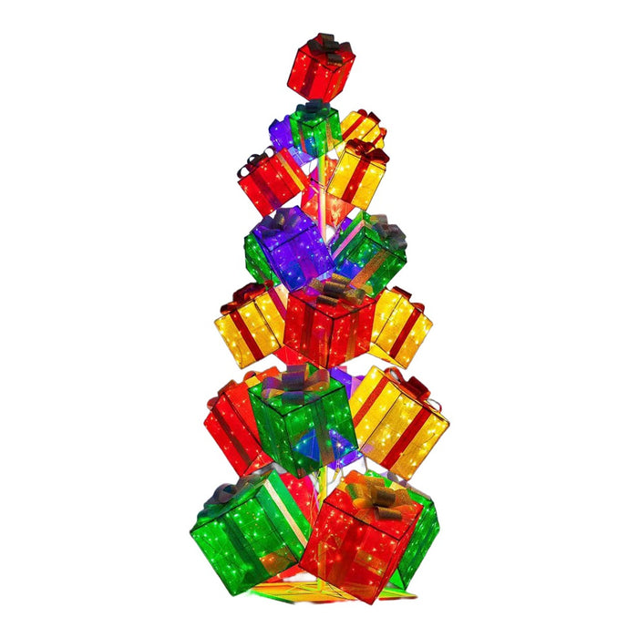 130 in Gift Box Display Tree w/Lights - Multicolor