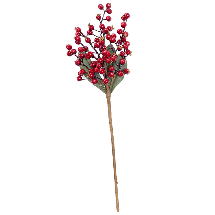 14" Berry Spray w/Leaves - Red/Green