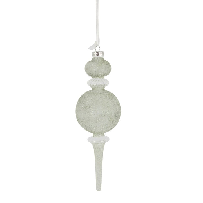 7.75 in Glass Beads Finial Ornament - Platinum