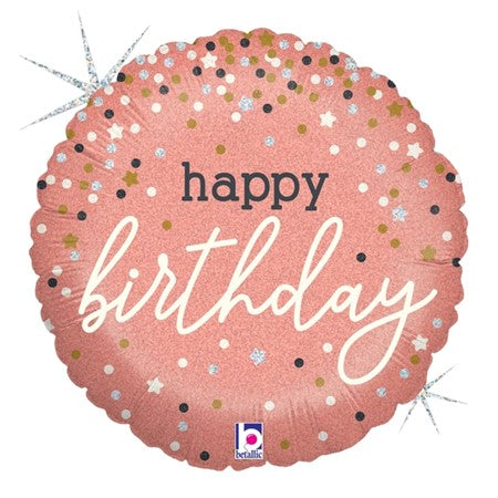 18" Rose Gold Confetti Birthday Balloon