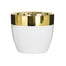 5" Round Ceramic Pot - White w/Gold Band