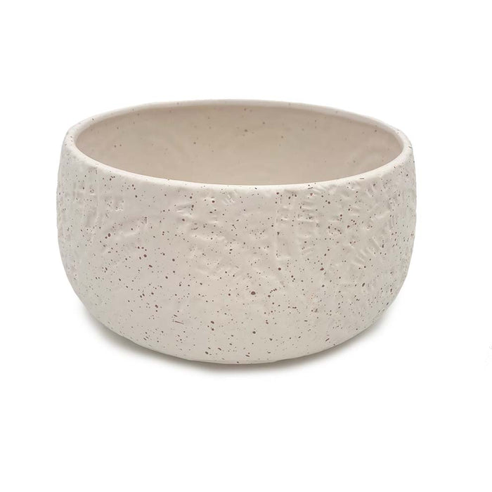 7 1/2" Dolomite Low Round Bowl Planter w/Fan Relief - White or Beige
