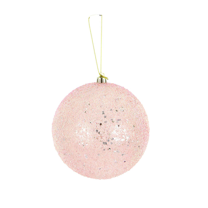 120 Mm Sequin Beads Ball Ornament - Iridescent Pink