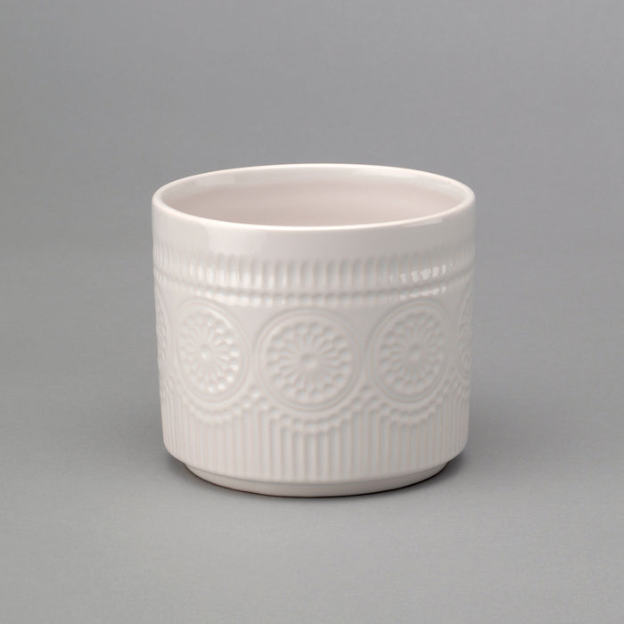 4" Round Pot w/Medallion Relief - Green