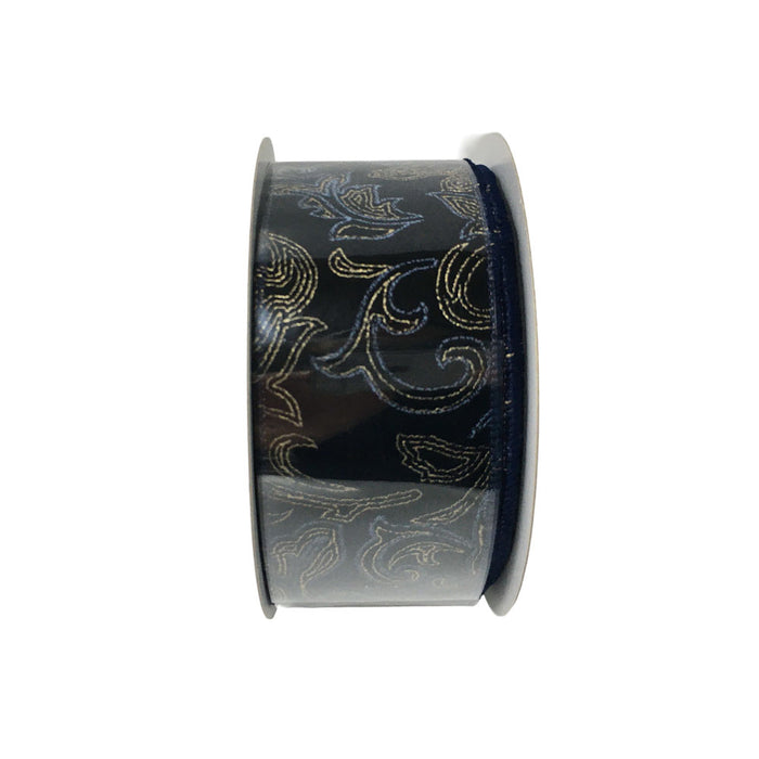 2.5 in Velvet Vine Ribbon - Midnight Blue
