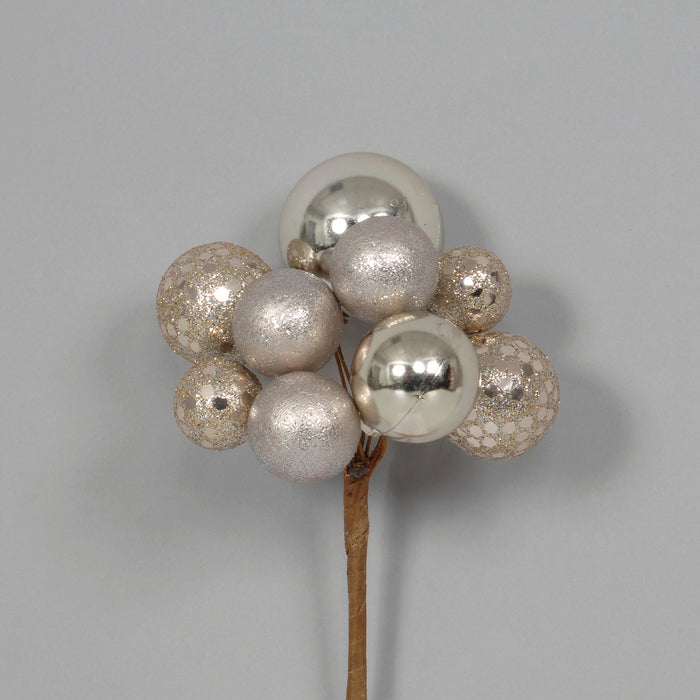 7" Glitter/Sequins Metallic Mixed Size Ball Pick - Champagne