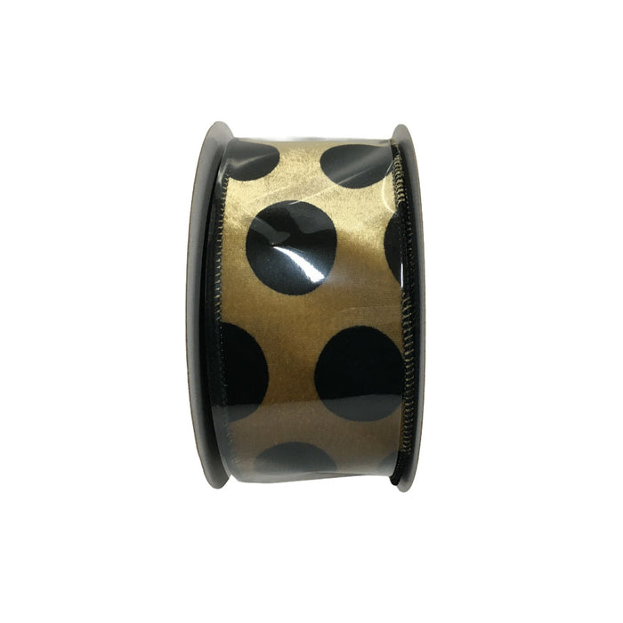 2.5 in Polka Dot Ribbon - Gold/Black