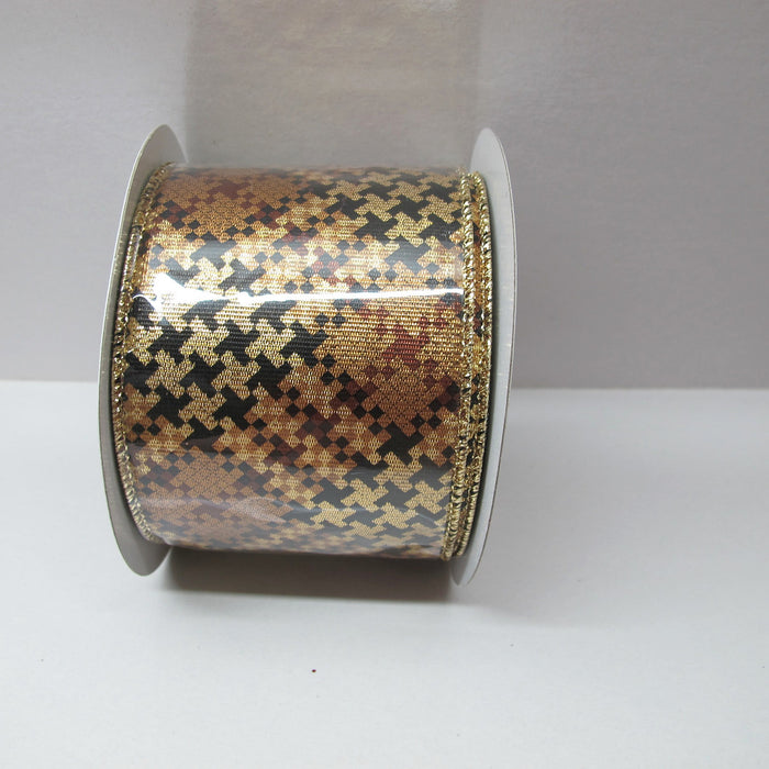2.5 in Plaid Ribbon - Black/Gold