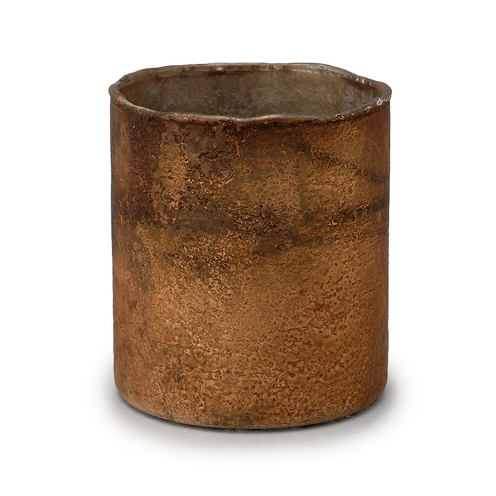 Glass Cylinder Votive - Matte Gold, Foil Silver Outside