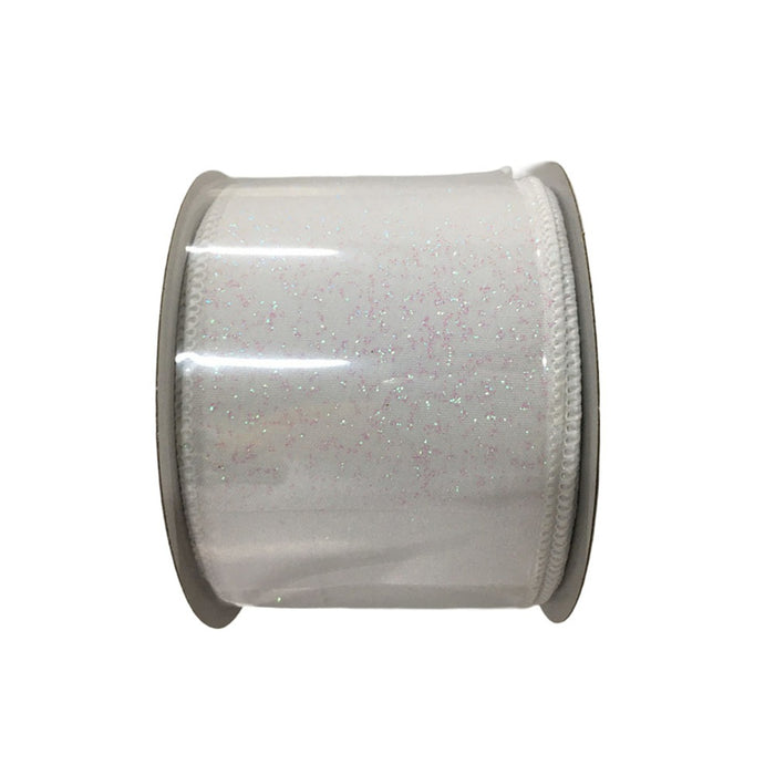 2.5 in Shimmer/Glitter Ribbon - White
