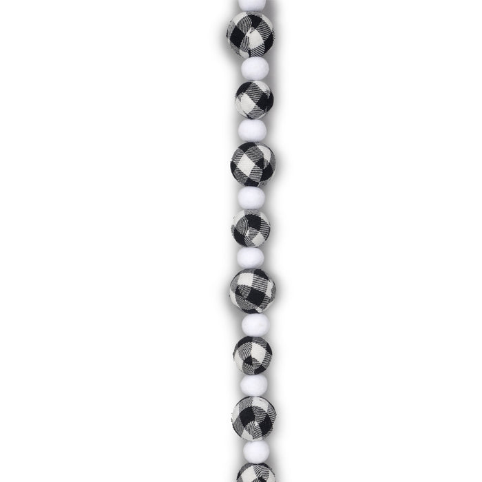 Buffalo Plaid Covered Pom Poms Garland - White/Black