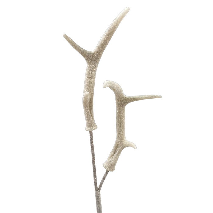 24" Iridescent Antler Spray - White