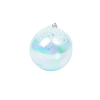 4 in Iridescent Ball Ornament - Aqua
