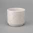 4" Round Pot w/Leaves Relief - White