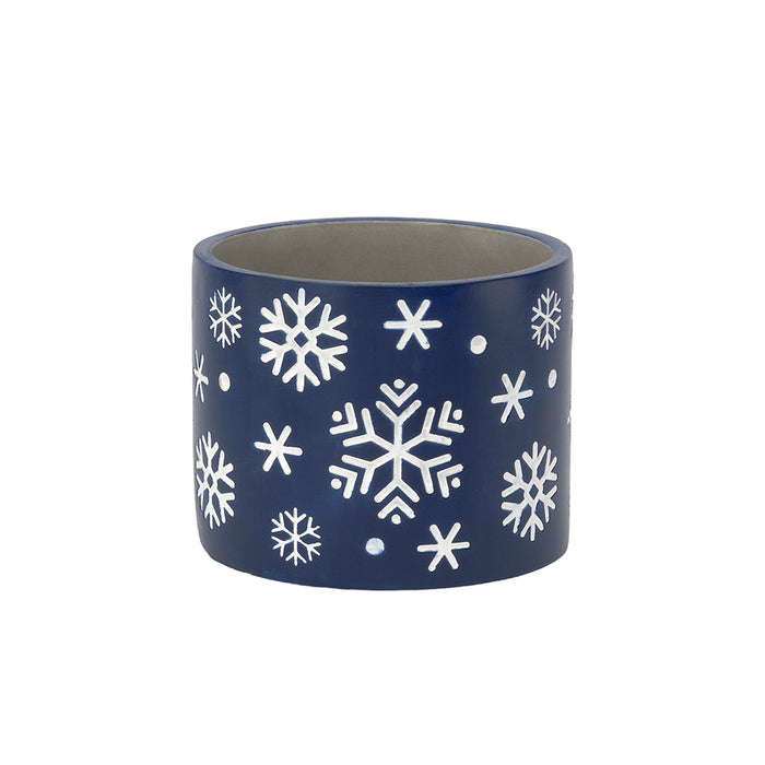 4 3/8" Cement Cylinder Snowflake Pot