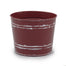 Tin Round Pot - Burgundy W/White Wash