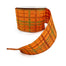 2 1/2" Linen w/Glitter Lattice Plaid Ribbon - Orange & Gold