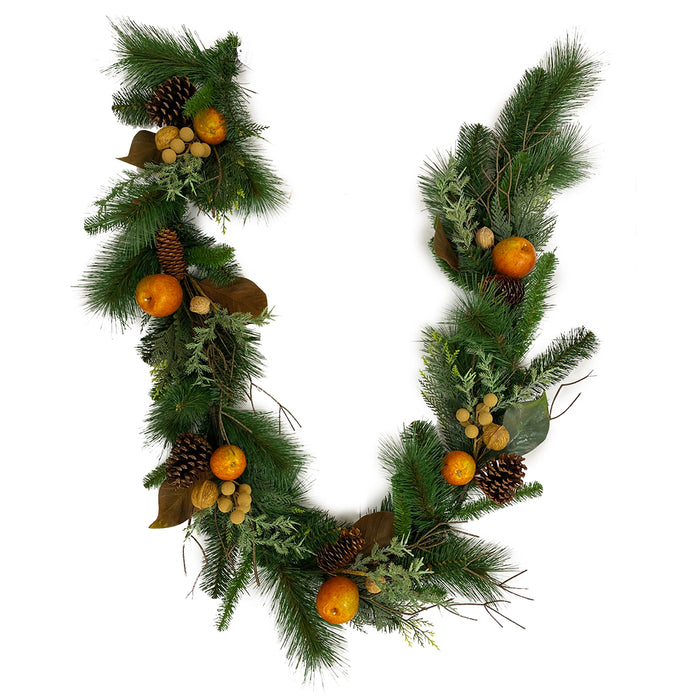 72" Mix Pine Garland w/Apples