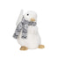 8 in Flocked Fabric/Styro Waving Penguin w/Scarf - White/Grey