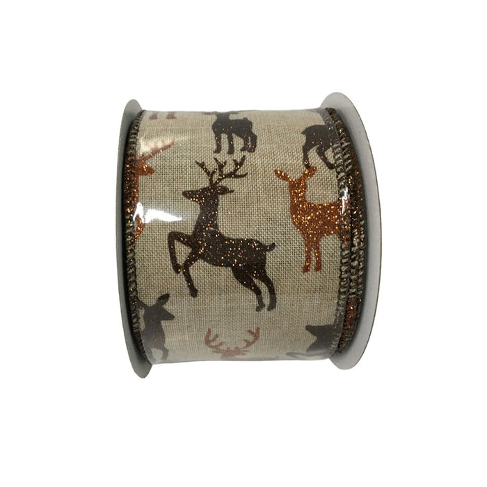 2.5 in Mix Deer Ribbon - Natural/Multicolor