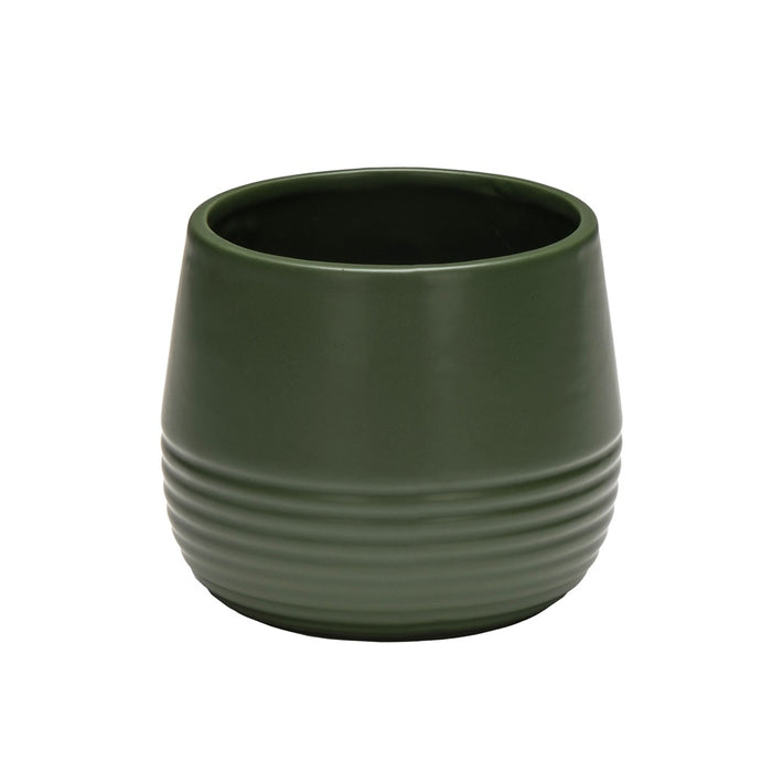 4 1/2 in Dolomite Pot w/Ribbed Base - Forest
