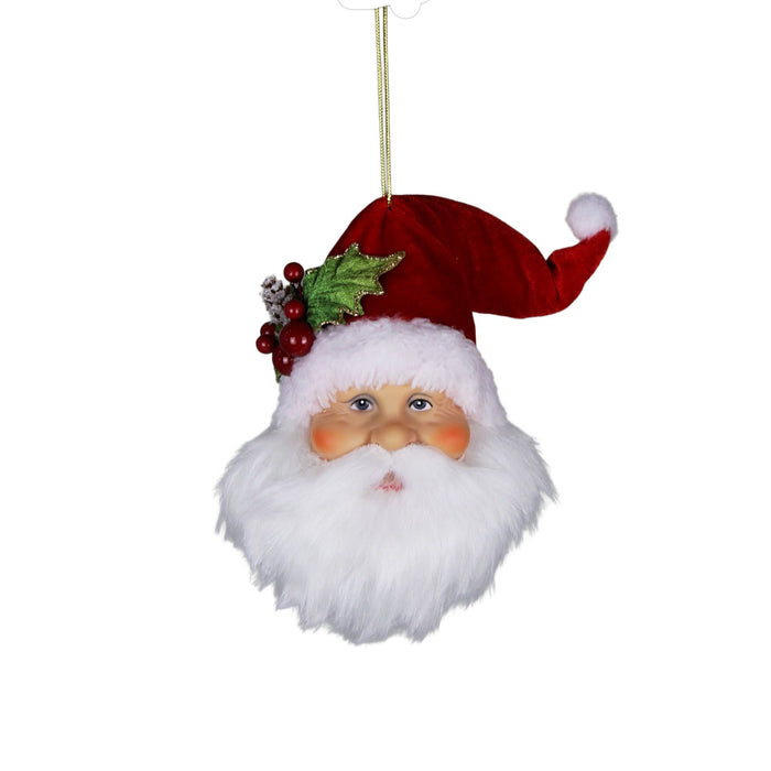 8 in Santa Head Ornament - Red/White