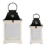 Lantern, Plain White/Black, Set of Two