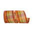 2 1/2 in Field Plaid Stitch Value Wired Edge Ribbon - Orange/Green