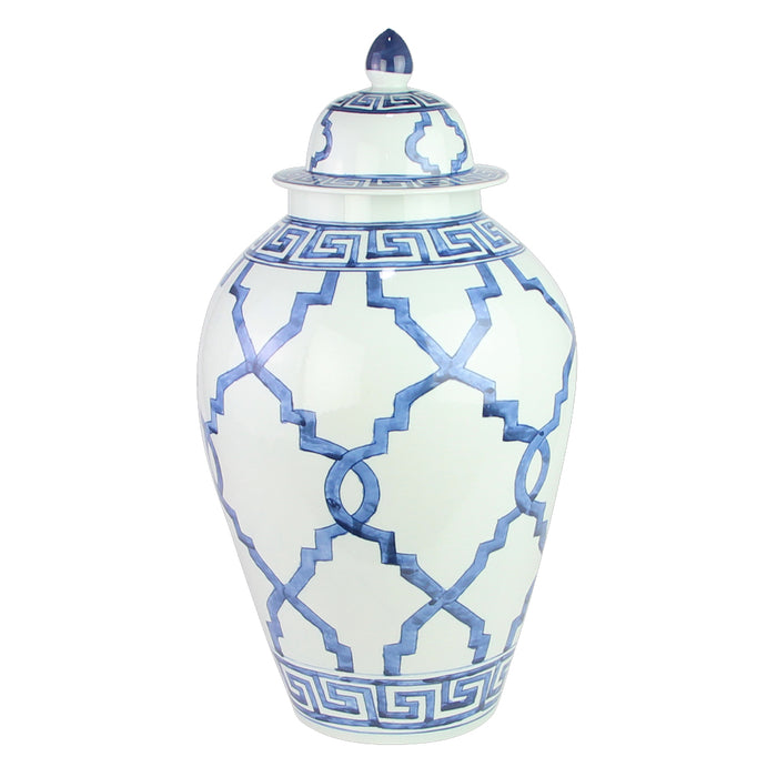 22" Ceramic Jar - Blue/White
