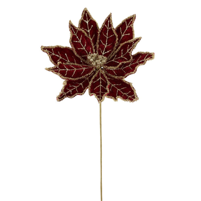 20 in Poinsettia Stem - Red/Gold