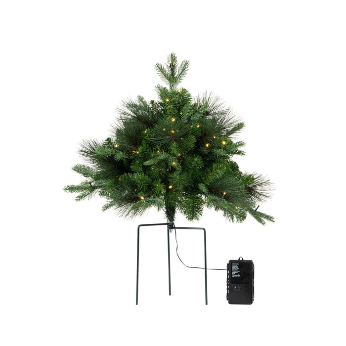 18 in Vinyl Porch Pot Tree w/Lights - Green