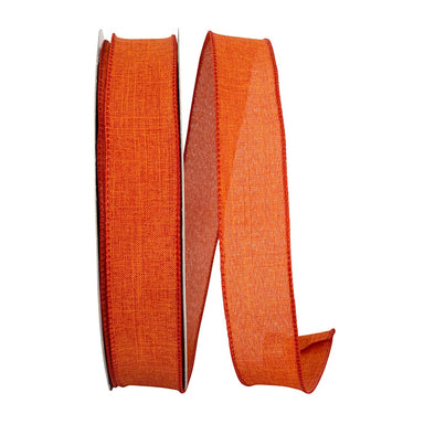 1 1/2 in Everyday Linen Value Wired Edge Ribbon - Rust