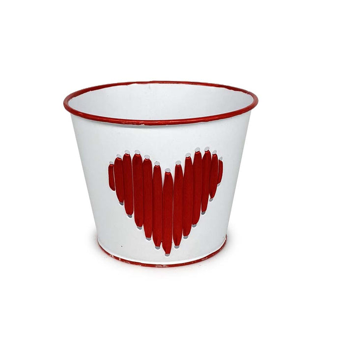 Metal Round Planter w/Heart Decor