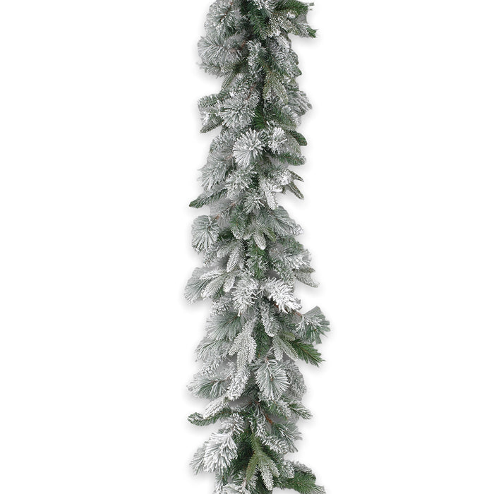 9' Flocked Mixed Rose Mary/Emerald Angel Garland