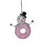 5 in Snowman Doughnut Ornament - Pink/White