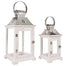 Square White Wood & Galvanized Lantern