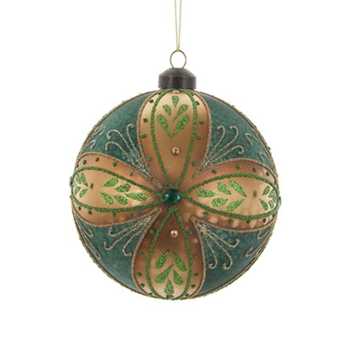 120 Mm Geometric Floral Pattern Ornament - Celadon