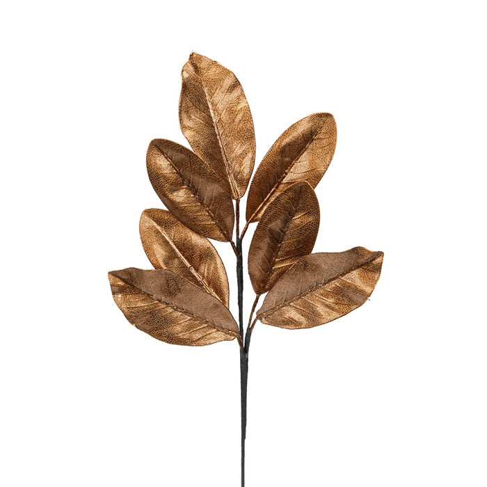 25 in Metallic Magnolia Leaves Spray - Bronze
