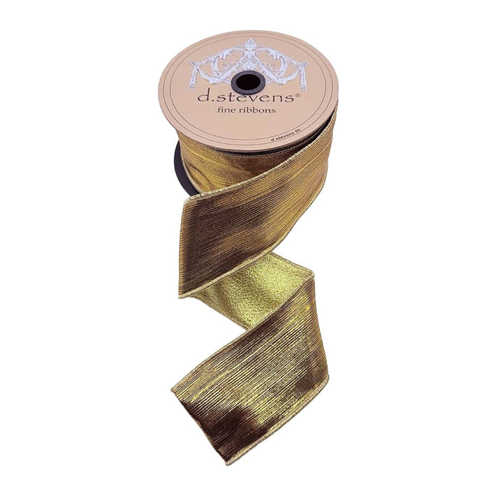 2.5 in Metallic Brushed Lines Ribbon - Gold/Black/Antique Gold