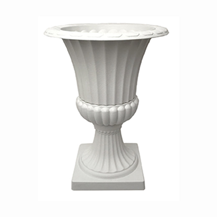 15.75" Round Plastic Urn - White