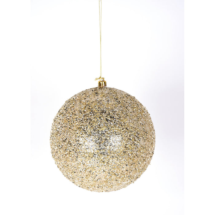 6" Beaded Ball Ornament - Champagne