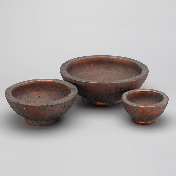 Ceramic Round Outdoor Bowl Planter - Antique Copper
