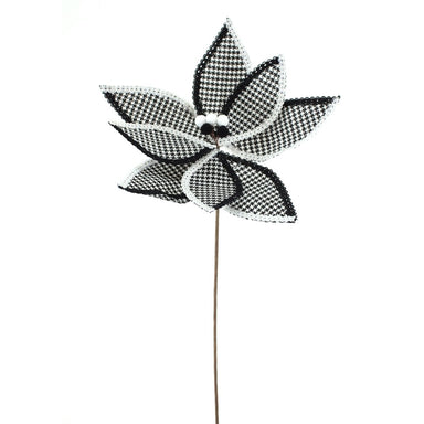 20 in Check Poinsettia Stem - Black/White